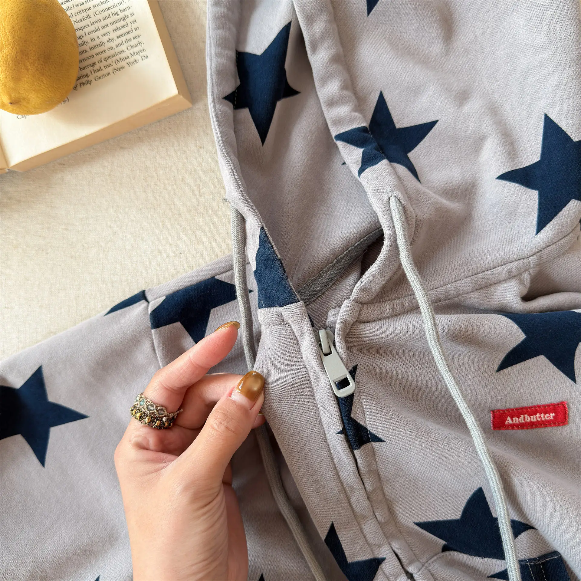 Children Casual Full Stars Coat Boys Girls Loose Hooded Coat Baby Vintage Jacket Kids Cotton Cardigan Toddler Zipper Tops
