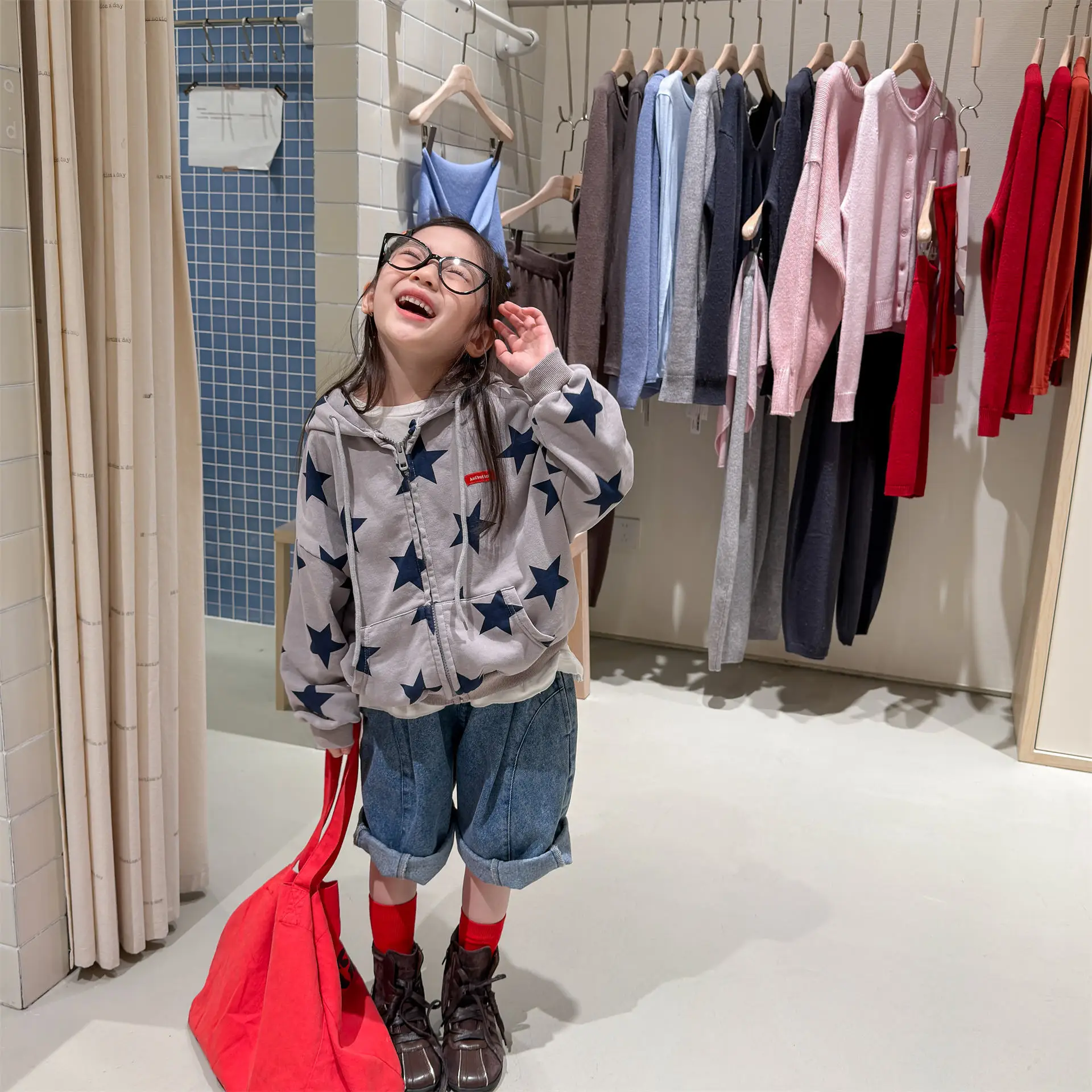 Children Casual Full Stars Coat Boys Girls Loose Hooded Coat Baby Vintage Jacket Kids Cotton Cardigan Toddler Zipper Tops