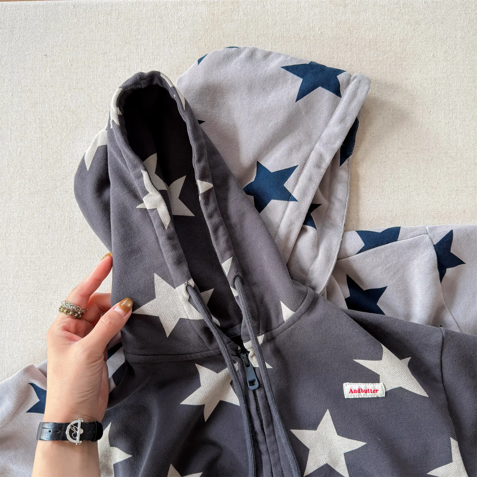 Children Casual Full Stars Coat Boys Girls Loose Hooded Coat Baby Vintage Jacket Kids Cotton Cardigan Toddler Zipper Tops