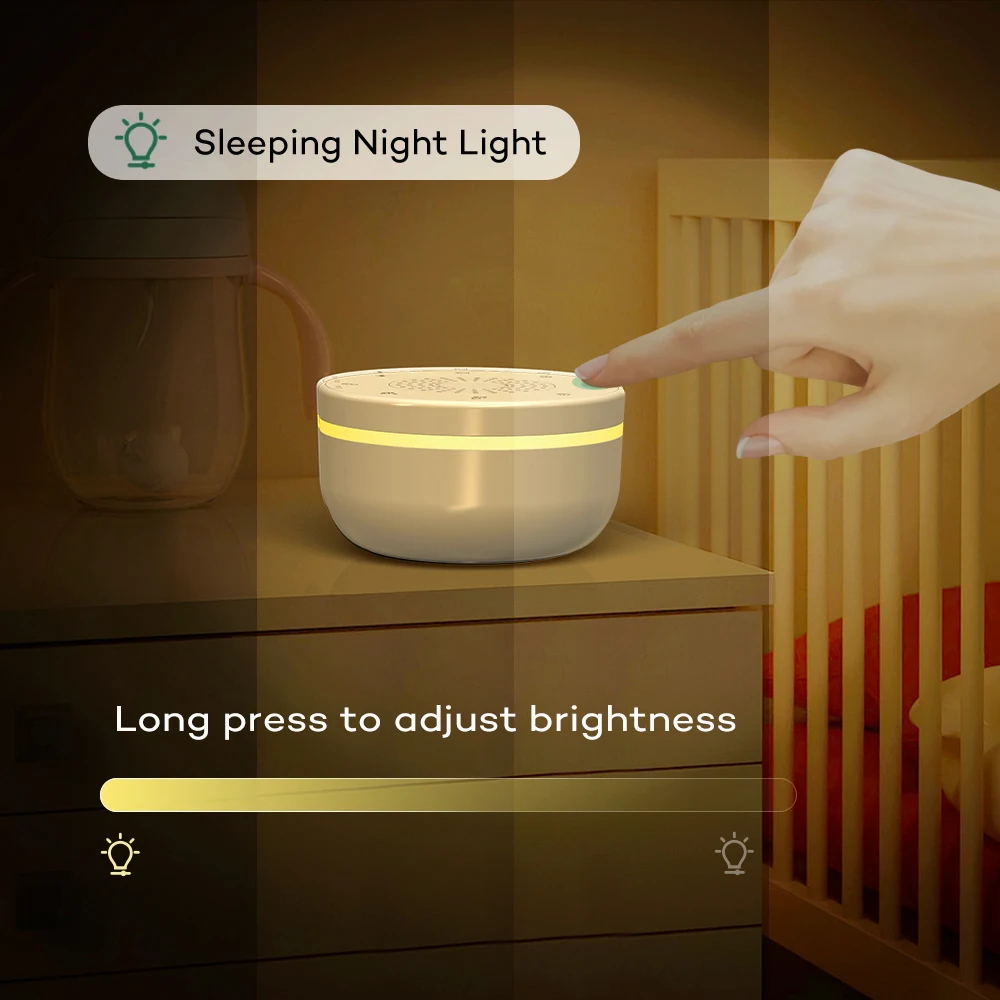 Portable Baby White Noise With 1000mAh 30 Soothing Sounds 5 Colors Night Lights And Timer Baby Sleep Soother For Stroller & Crib