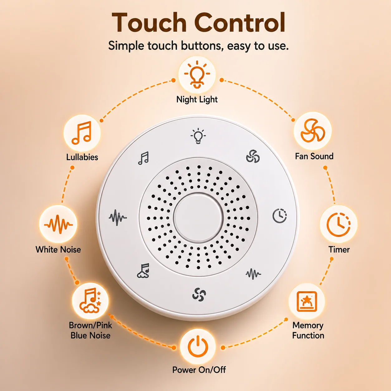Portable Baby White Noise With 1000mAh 30 Soothing Sounds 5 Colors Night Lights And Timer Baby Sleep Soother For Stroller & Crib