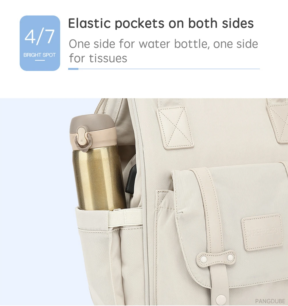 PANGDUBE Baby Nappy Bag with 2pcs Stroller Hooks Mummy Bag Backpack Waterproof Outdoor Travel Mommy Maternity Bag for Baby Stuff