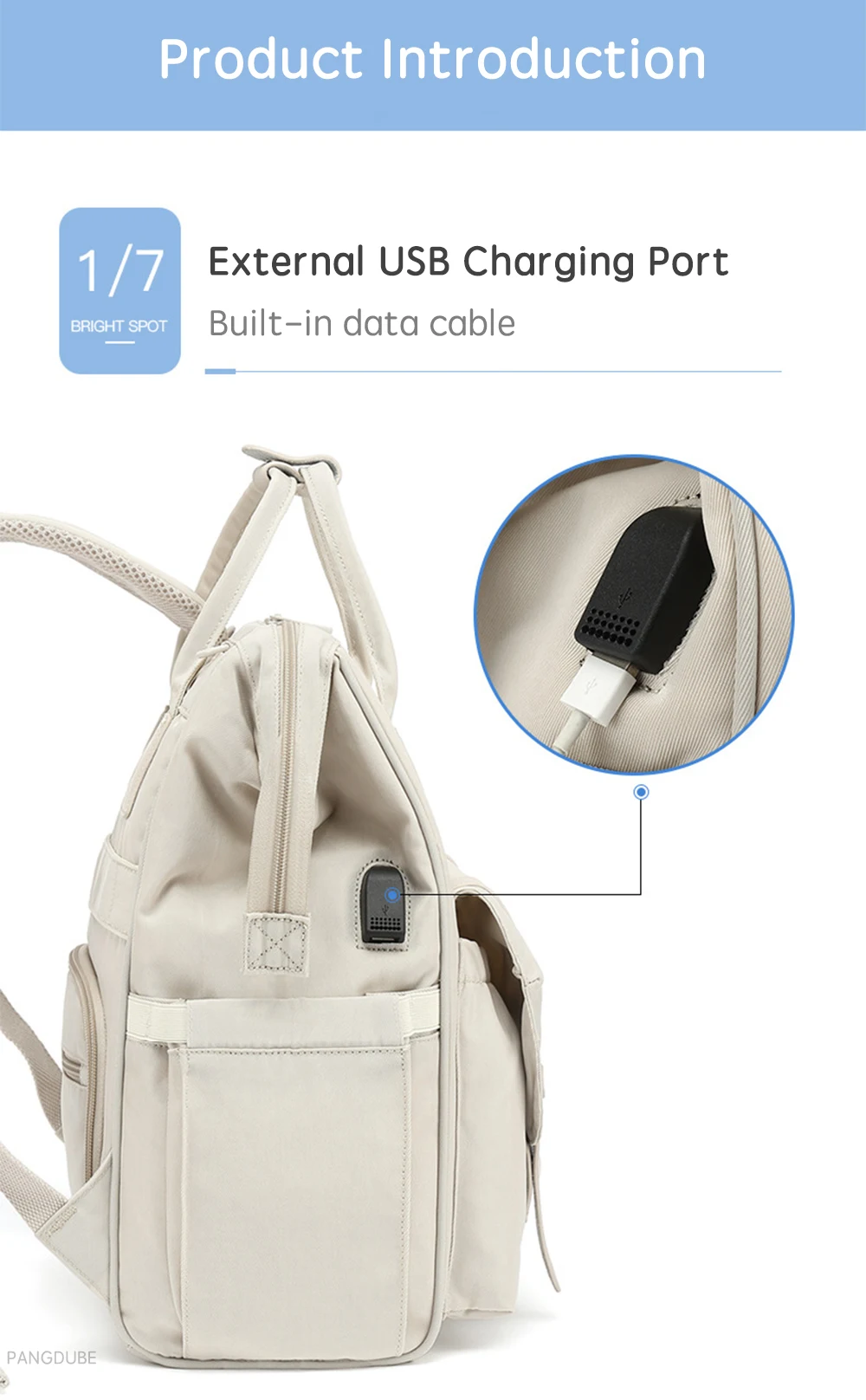PANGDUBE Baby Nappy Bag with 2pcs Stroller Hooks Mummy Bag Backpack Waterproof Outdoor Travel Mommy Maternity Bag for Baby Stuff