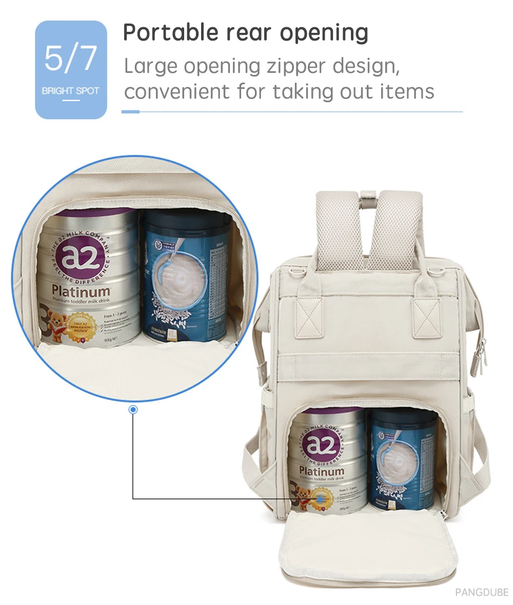 PANGDUBE Baby Nappy Bag with 2pcs Stroller Hooks Mummy Bag Backpack Waterproof Outdoor Travel Mommy Maternity Bag for Baby Stuff