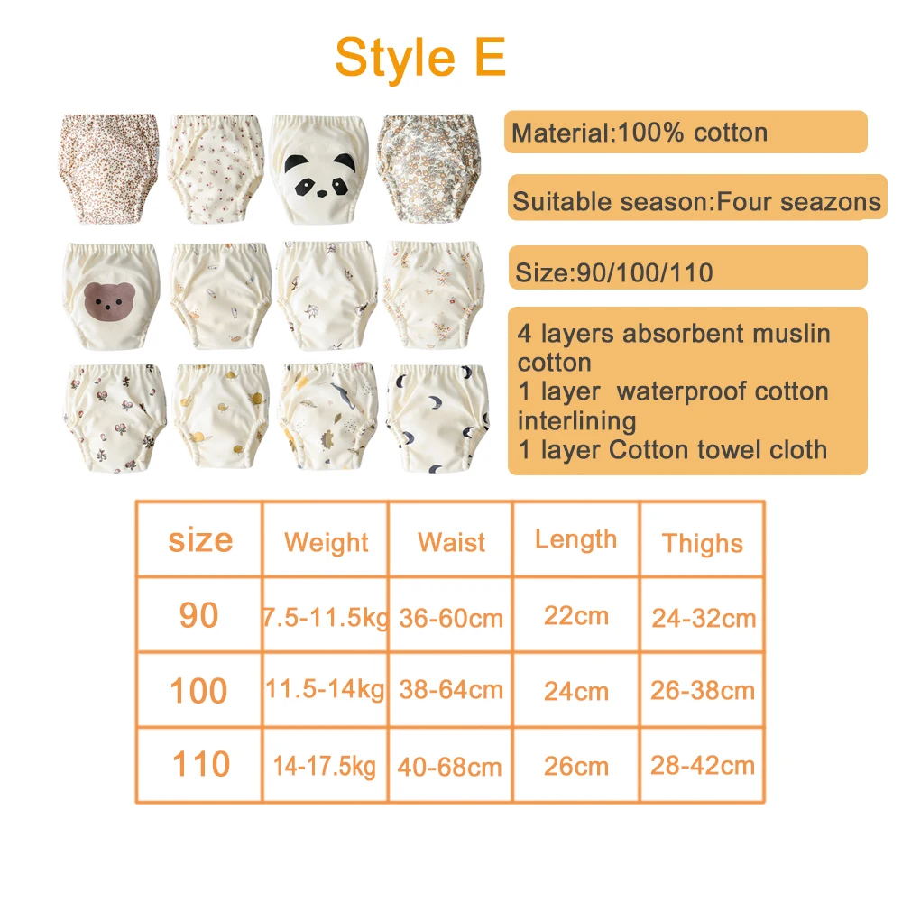 8pcs/6pcs Boy Potty Training Pants Breathable Absorbent Training Underwear Comfortable Underpants Potty Training Toilet Pants