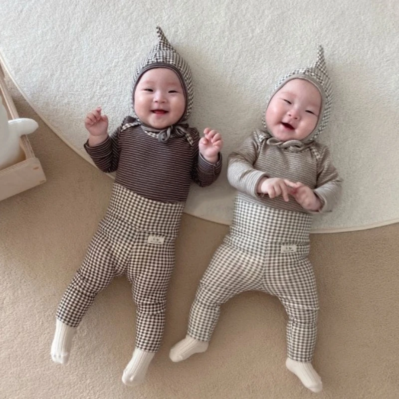 HY2570 Korean Style Baby Romper Suit for Newborns Comfortable Striped Base Layer Crawling Clothes Baby Clothing Toddler Outfits