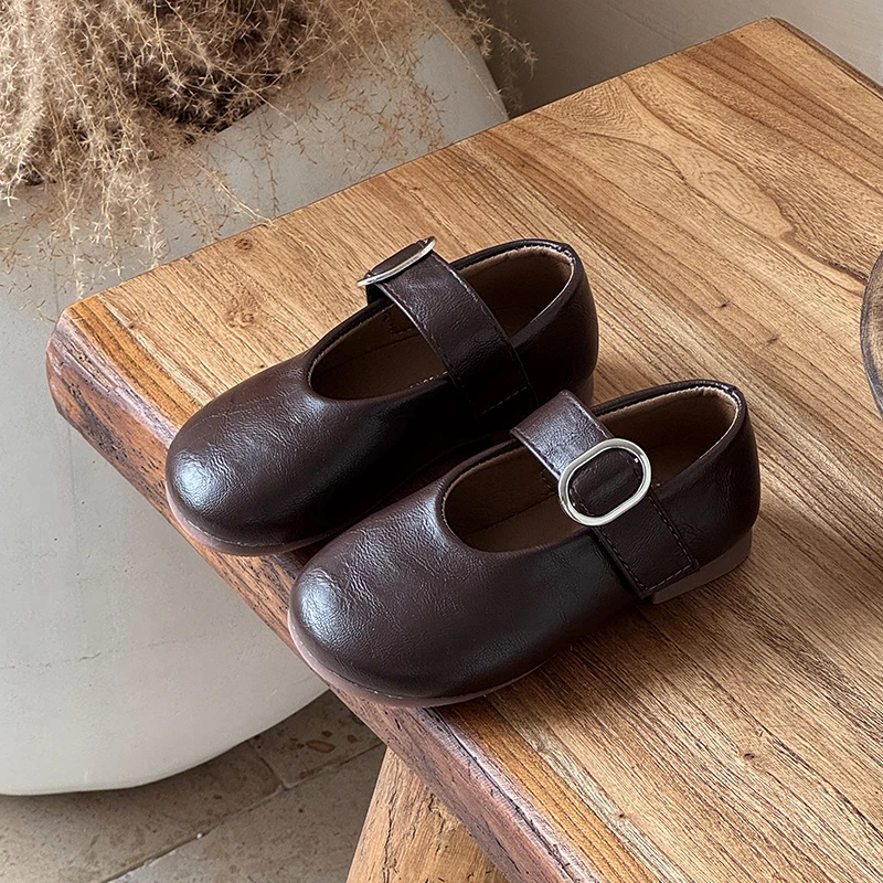 Autumn Girl's Flat Shoes Round Toe Hook-loop Shallow Chic Kid's Shoe Solid Colors Anti-slip Daily Casual Children Shoe 7-12Y