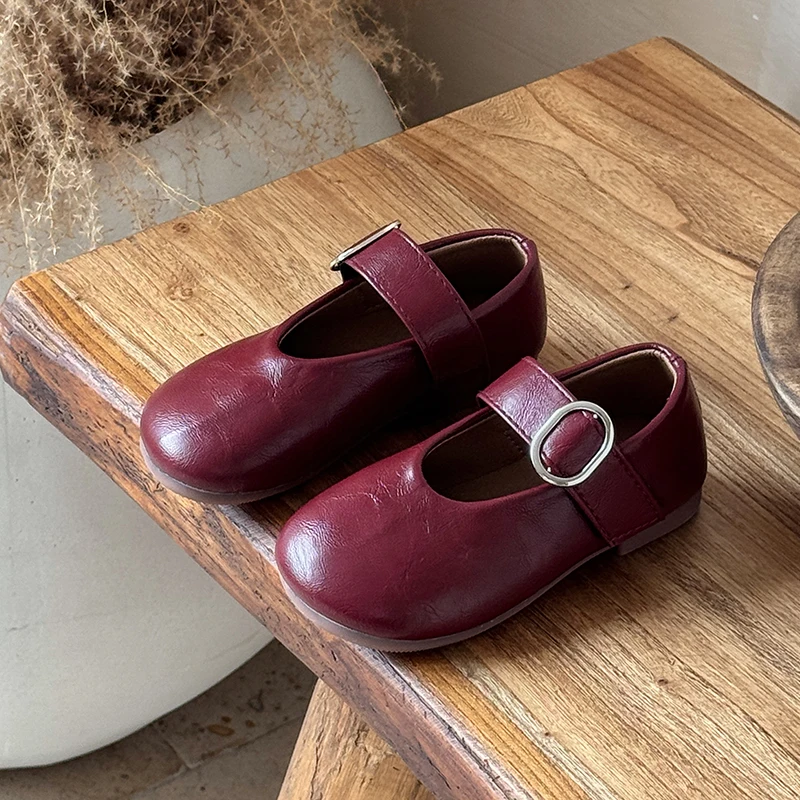 Autumn Girl's Flat Shoes Round Toe Hook-loop Shallow Chic Kid's Shoe Solid Colors Anti-slip Daily Casual Children Shoe 7-12Y