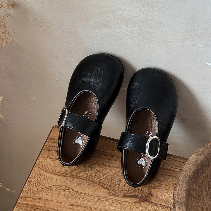 Autumn Girl's Flat Shoes Round Toe Hook-loop Shallow Chic Kid's Shoe Solid Colors Anti-slip Daily Casual Children Shoe 7-12Y