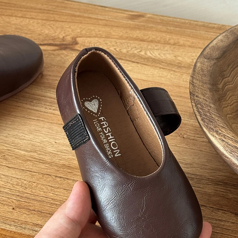 Autumn Girl's Flat Shoes Round Toe Hook-loop Shallow Chic Kid's Shoe Solid Colors Anti-slip Daily Casual Children Shoe 7-12Y