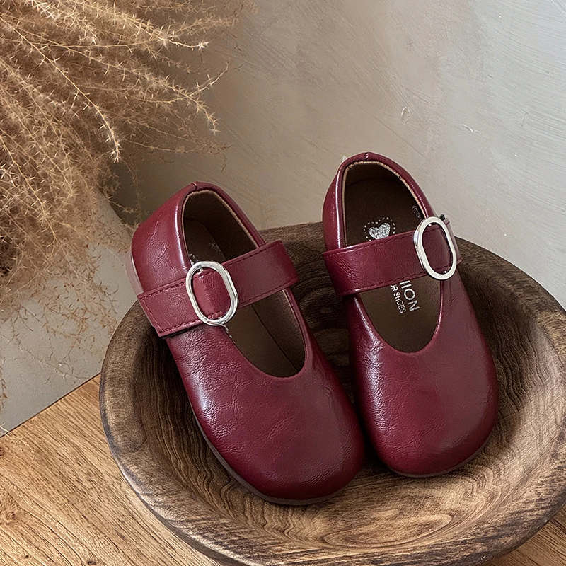Autumn Girl's Flat Shoes Round Toe Hook-loop Shallow Chic Kid's Shoe Solid Colors Anti-slip Daily Casual Children Shoe 7-12Y