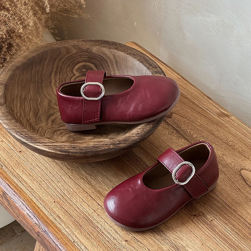 Autumn Girl's Flat Shoes Round Toe Hook-loop Shallow Chic Kid's Shoe Solid Colors Anti-slip Daily Casual Children Shoe 7-12Y