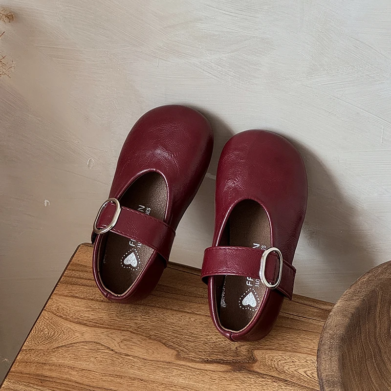 Autumn Girl's Flat Shoes Round Toe Hook-loop Shallow Chic Kid's Shoe Solid Colors Anti-slip Daily Casual Children Shoe 7-12Y