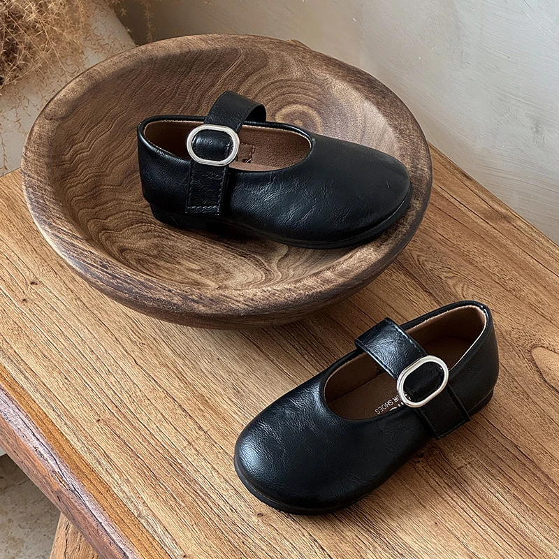 Autumn Girl's Flat Shoes Round Toe Hook-loop Shallow Chic Kid's Shoe Solid Colors Anti-slip Daily Casual Children Shoe 7-12Y