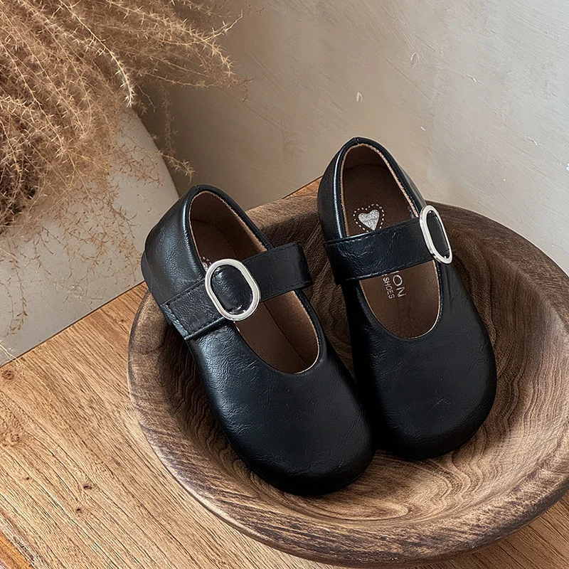 Autumn Girl's Flat Shoes Round Toe Hook-loop Shallow Chic Kid's Shoe Solid Colors Anti-slip Daily Casual Children Shoe 7-12Y