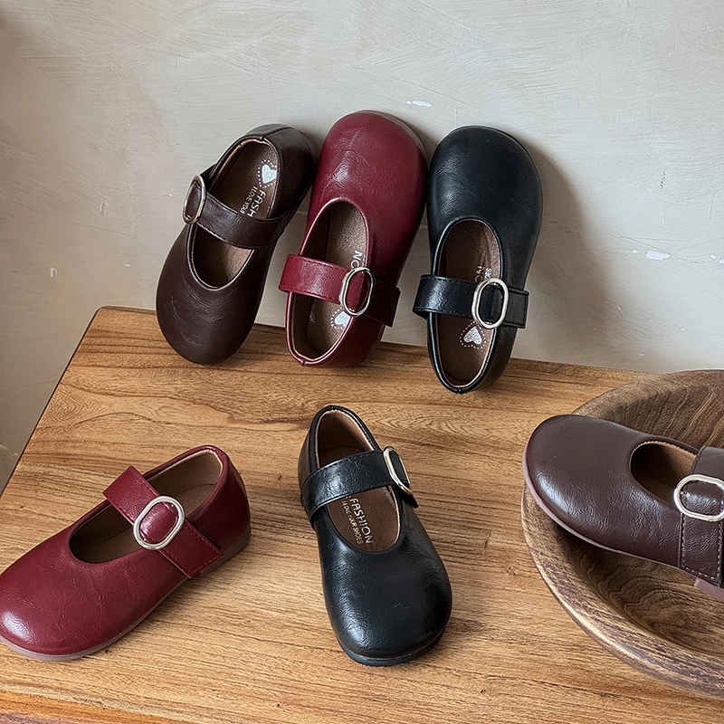 Autumn Girl's Flat Shoes Round Toe Hook-loop Shallow Chic Kid's Shoe Solid Colors Anti-slip Daily Casual Children Shoe 7-12Y