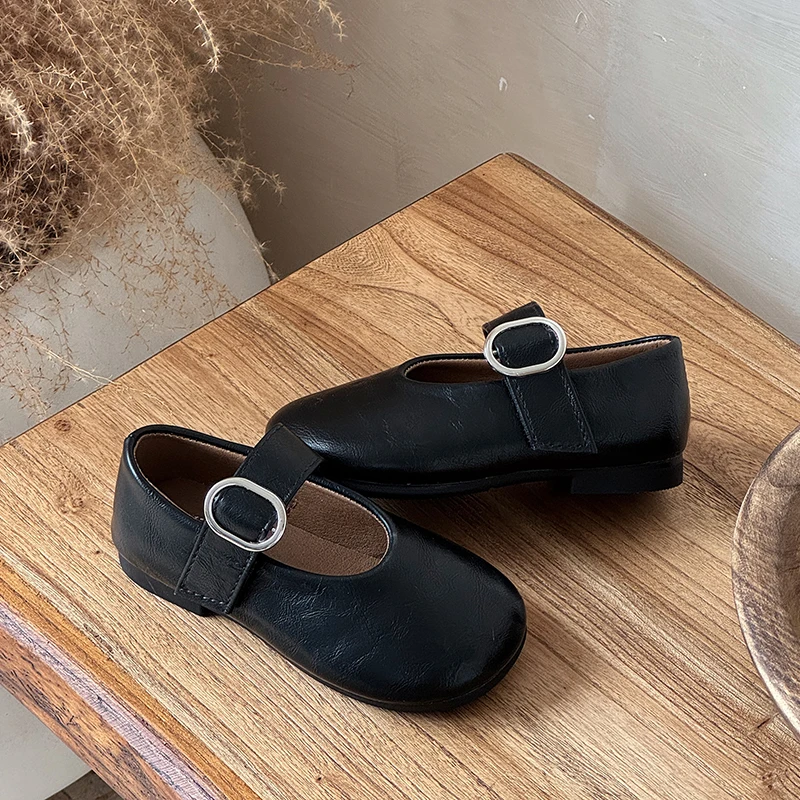 Autumn Girl's Flat Shoes Round Toe Hook-loop Shallow Chic Kid's Shoe Solid Colors Anti-slip Daily Casual Children Shoe 7-12Y