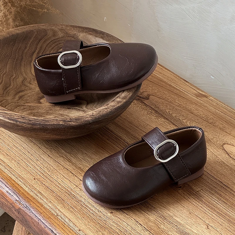 Autumn Girl's Flat Shoes Round Toe Hook-loop Shallow Chic Kid's Shoe Solid Colors Anti-slip Daily Casual Children Shoe 7-12Y