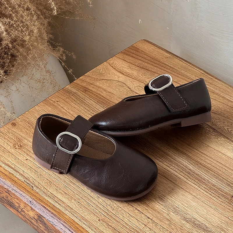 Autumn Girl's Flat Shoes Round Toe Hook-loop Shallow Chic Kid's Shoe Solid Colors Anti-slip Daily Casual Children Shoe 7-12Y