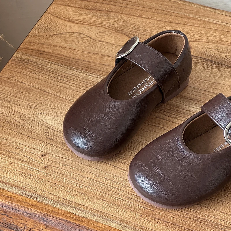 Autumn Girl's Flat Shoes Round Toe Hook-loop Shallow Chic Kid's Shoe Solid Colors Anti-slip Daily Casual Children Shoe 7-12Y