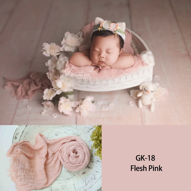 Seersucker Wrap Newborn Photography Props Soft Cotton Gauze Baby Swaddle Blanket Infant Studio Photo Basket Backdrop Accessories