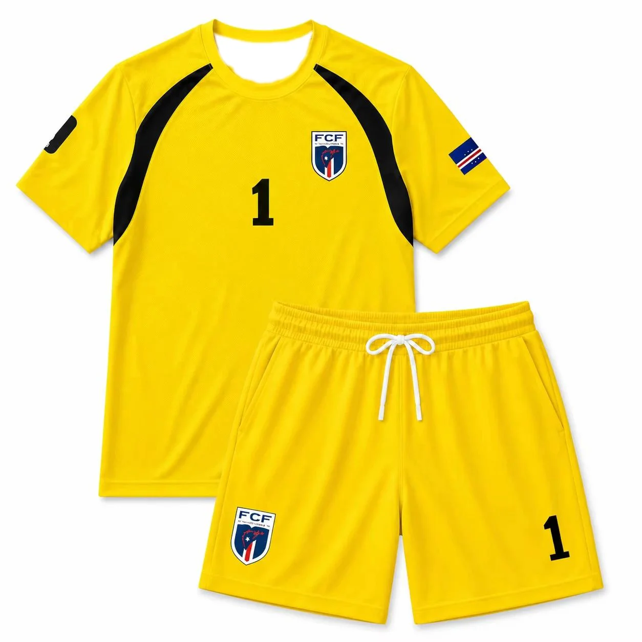 Vozinha No.1 Jersey & Shorts Set, Short Sleeve National Style Soccer Uniform with Drawstring Shorts, Training & Match Sportswear