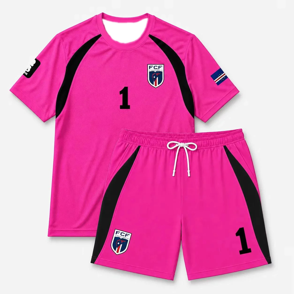 Vozinha No.1 Jersey & Shorts Set, Short Sleeve National Style Soccer Uniform with Drawstring Shorts, Training & Match Sportswear