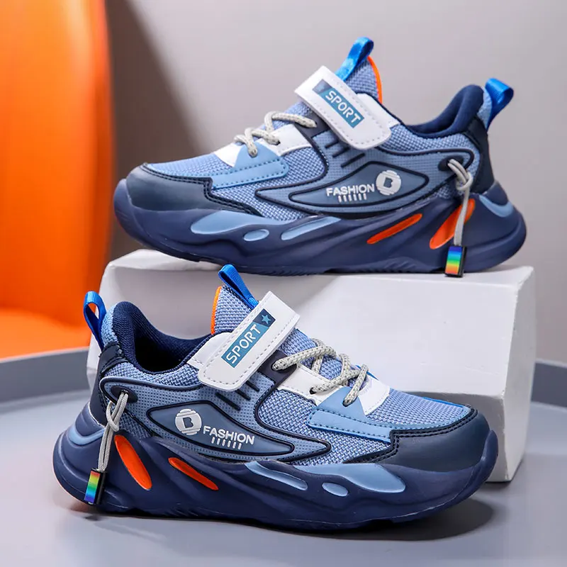 Fashion Children Sneakers Boys Breathable Flat Kids Shoes for Lightweight Sports Running Student Non-slip Walking Shoes