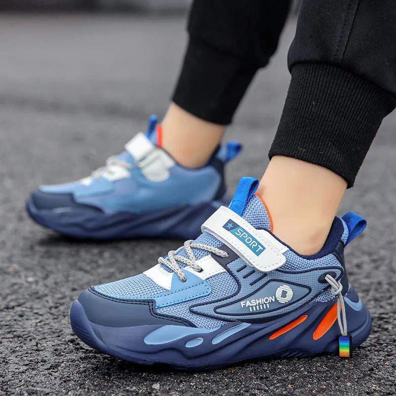 Fashion Children Sneakers Boys Breathable Flat Kids Shoes for Lightweight Sports Running Student Non-slip Walking Shoes