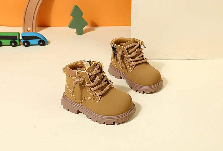 New Autumn Children Boots Leather Toddler Boys Ankle Boots Soft Sole Non-slip Fashion Little Girls Boots EU 15-25