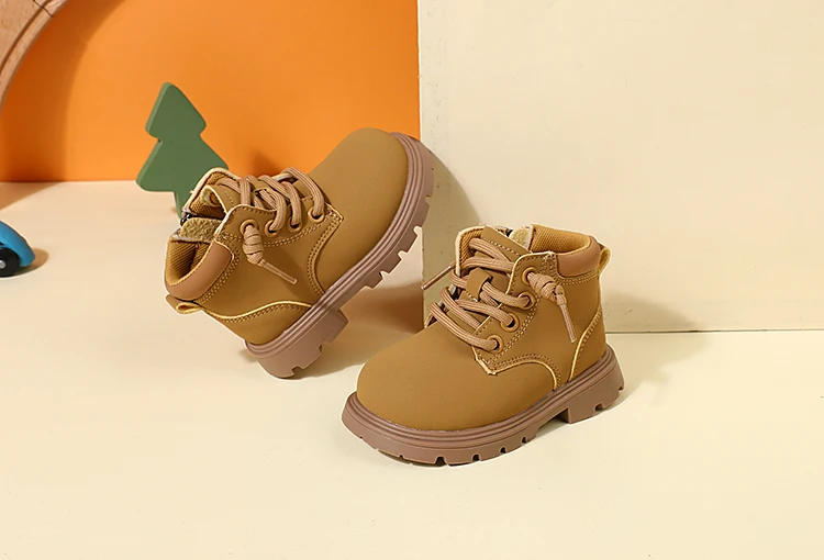 New Autumn Children Boots Leather Toddler Boys Ankle Boots Soft Sole Non-slip Fashion Little Girls Boots EU 15-25