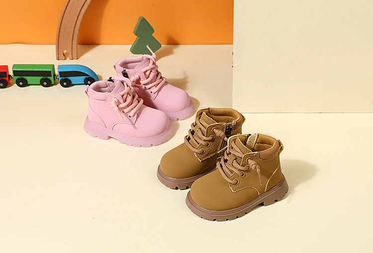 New Autumn Children Boots Leather Toddler Boys Ankle Boots Soft Sole Non-slip Fashion Little Girls Boots EU 15-25