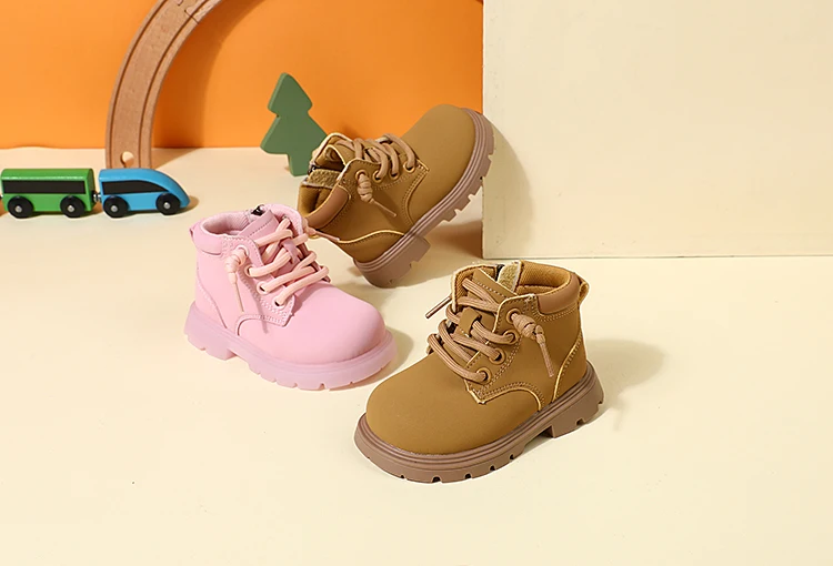 New Autumn Children Boots Leather Toddler Boys Ankle Boots Soft Sole Non-slip Fashion Little Girls Boots EU 15-25