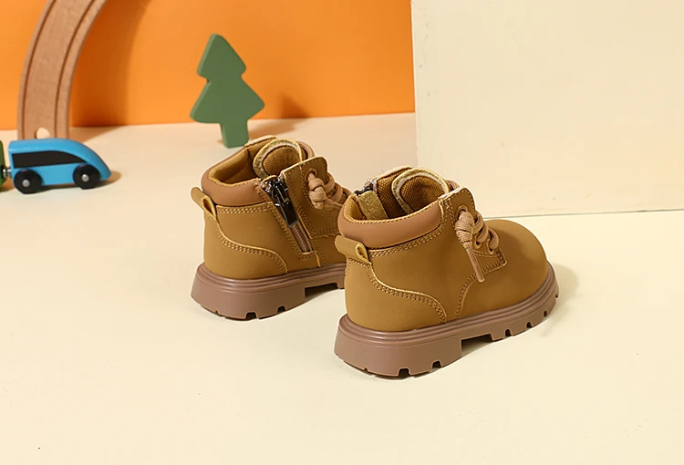 New Autumn Children Boots Leather Toddler Boys Ankle Boots Soft Sole Non-slip Fashion Little Girls Boots EU 15-25