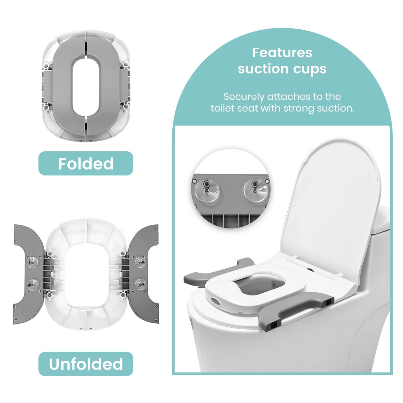 Portable Potty Seat for Toddler Foldable Travel Potty Training Toilet Seat，2-in-1 Go Portable Potty with Travel Bag