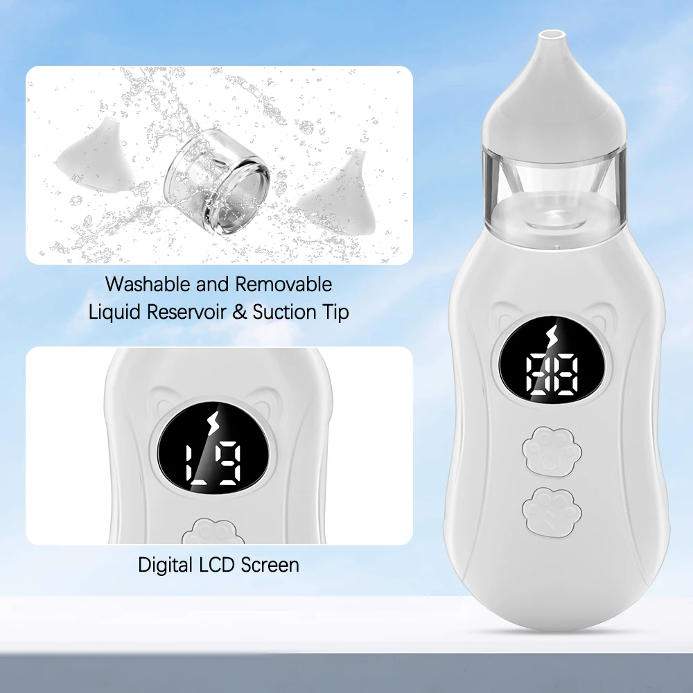 Baby Nasal Aspirator Electric Nose Cleaner Newborn Baby 9-Speed Nose Suction Device Booger Mucus Sucker for Infant Low Noise