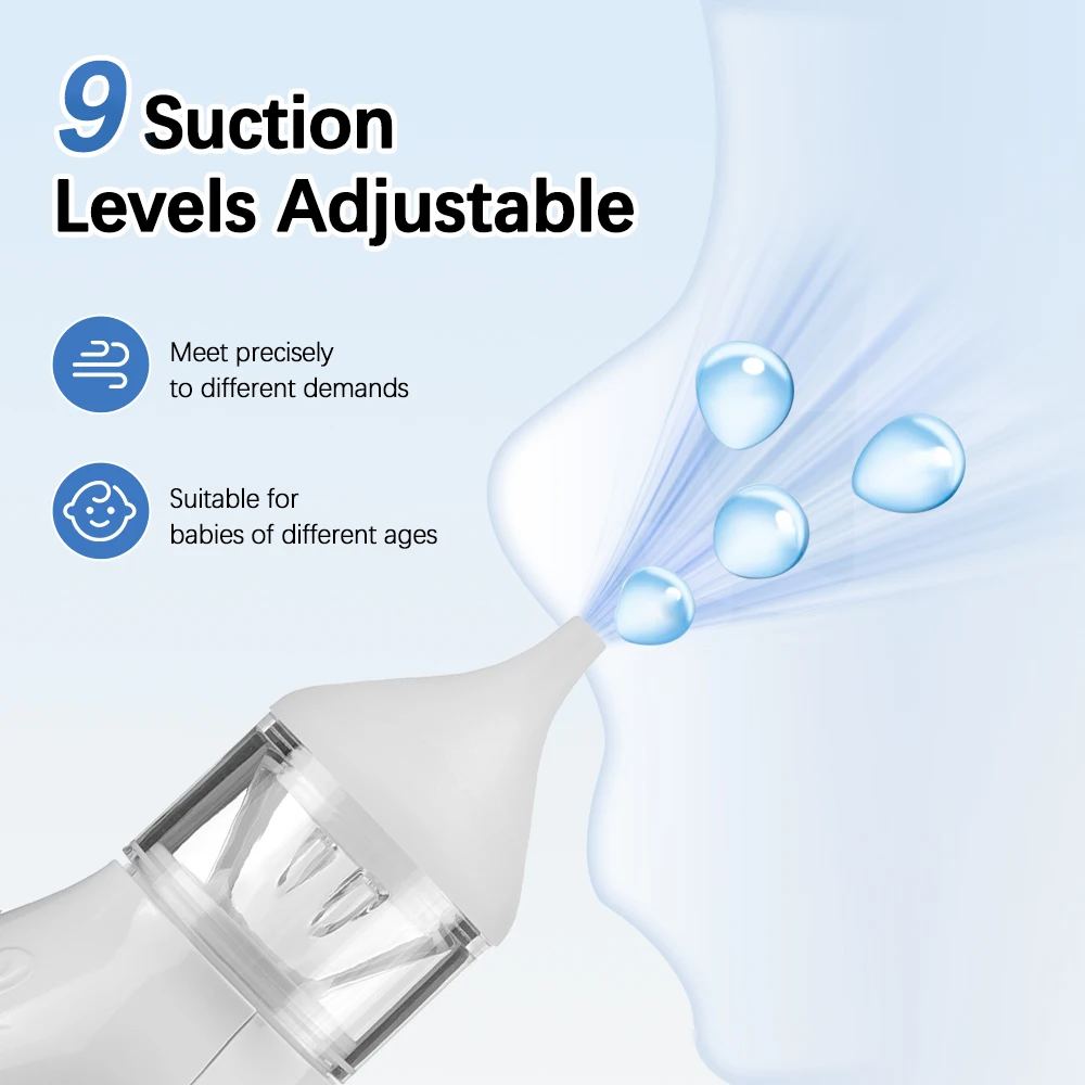 Baby Nasal Aspirator Electric Nose Cleaner Newborn Baby 9-Speed Nose Suction Device Booger Mucus Sucker for Infant Low Noise