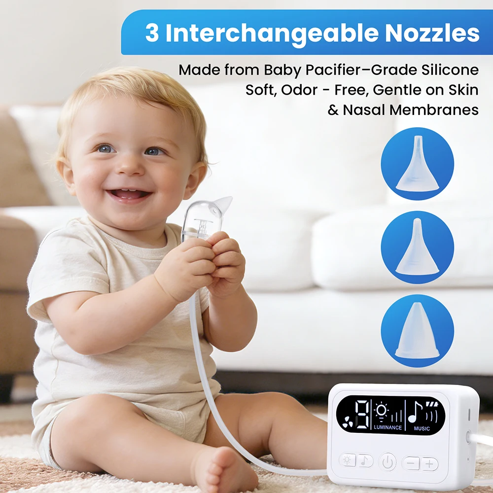 Baby Nasal Aspirator Electric Nose Cleaner Newborn Baby 9-Speed Nose Suction Device Booger Mucus Sucker for Infant Low Noise