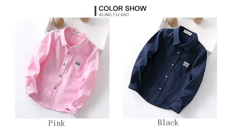 GFMY 2026 New Spring Oxford Textile Cotton Solid Color Pink Black Boys White Shirt 3T-14T Kid Blouse British Style Childrens Top