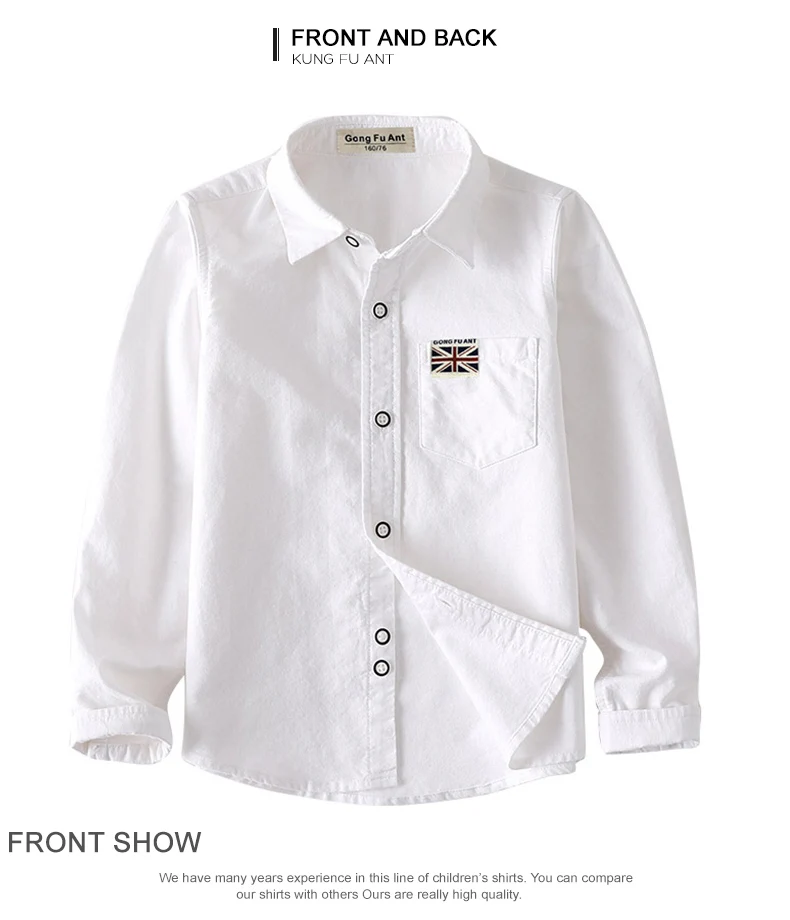 GFMY 2026 New Spring Oxford Textile Cotton Solid Color Pink Black Boys White Shirt 3T-14T Kid Blouse British Style Childrens Top