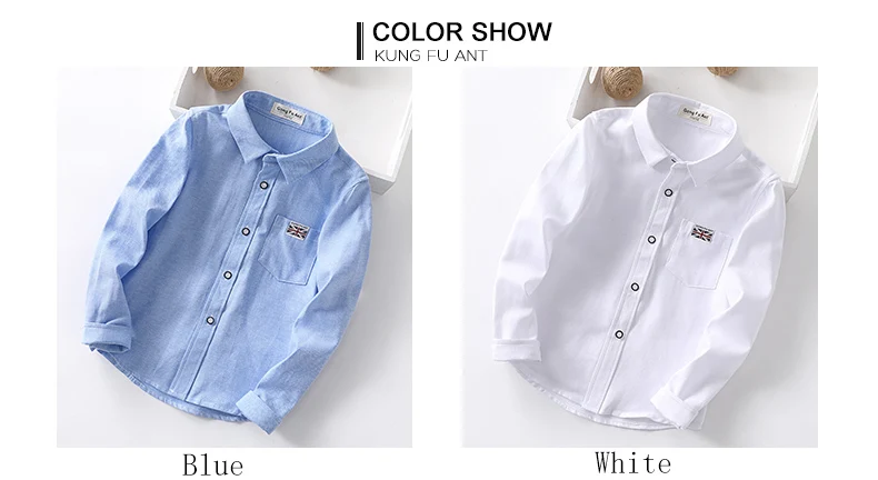 GFMY 2026 New Spring Oxford Textile Cotton Solid Color Pink Black Boys White Shirt 3T-14T Kid Blouse British Style Childrens Top