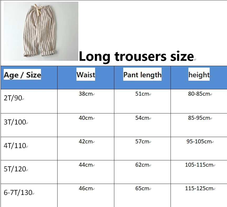 Retro Hemp Cotton Striped Boys' Pants with A Casual and High-end Design Elastic Waist Girls' Clothing Children's Pants