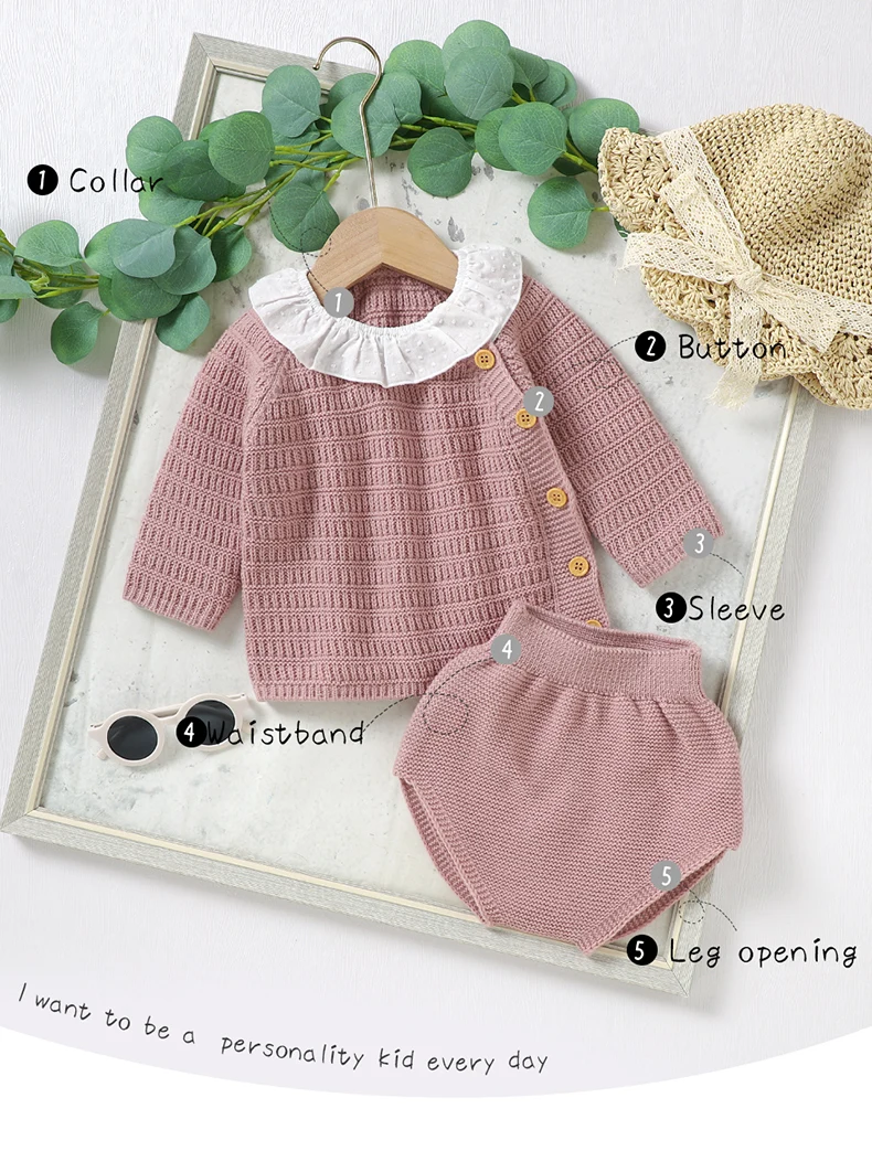 Winter Warm Baby Girls Clothes Sets Autumn Outerwear Newborn Infant Long Sleeves Knitted Sweaters Pullovers Tops+Bottoms Outfits