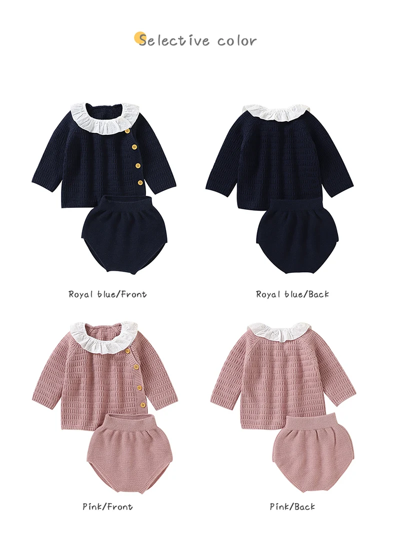 Winter Warm Baby Girls Clothes Sets Autumn Outerwear Newborn Infant Long Sleeves Knitted Sweaters Pullovers Tops+Bottoms Outfits