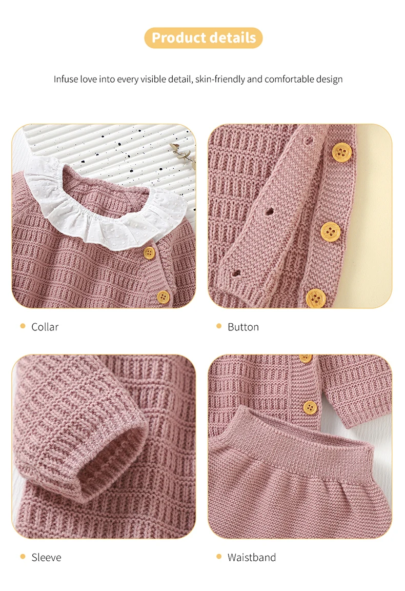 Winter Warm Baby Girls Clothes Sets Autumn Outerwear Newborn Infant Long Sleeves Knitted Sweaters Pullovers Tops+Bottoms Outfits