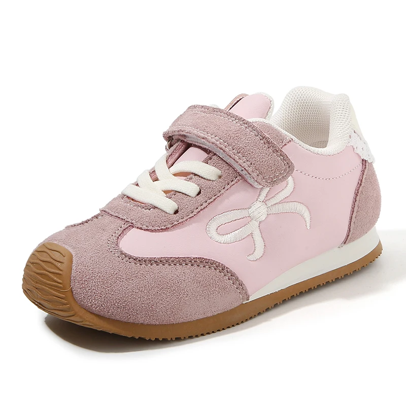 Kids'Casual Shoes Sneakers PU Leather Cutout Spring Shoes For Girls Anti-slip Soft Bottom Pink Off-white Shoes Size 21-32