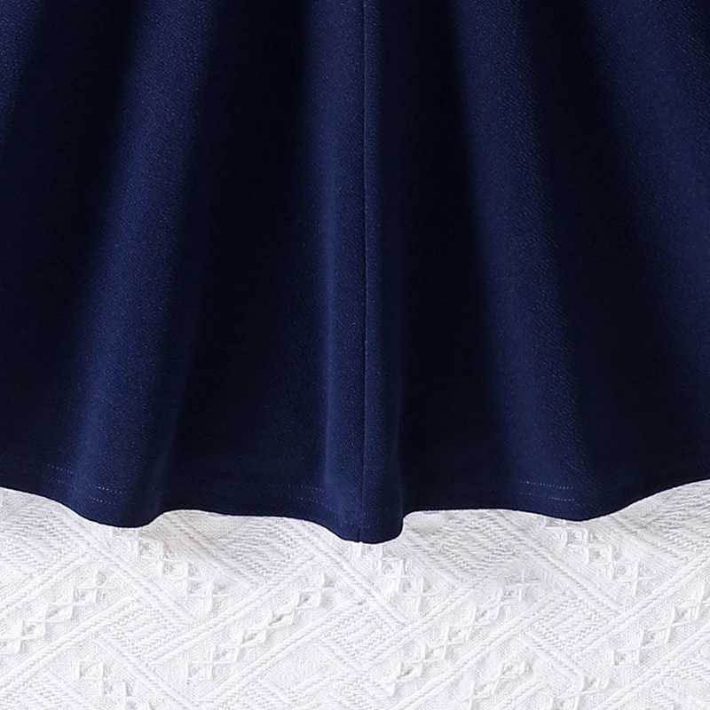 Girls 8-12 Navy Fit & Flare Dress, Front Button Trim & Plain Back, Casual Daily Dress