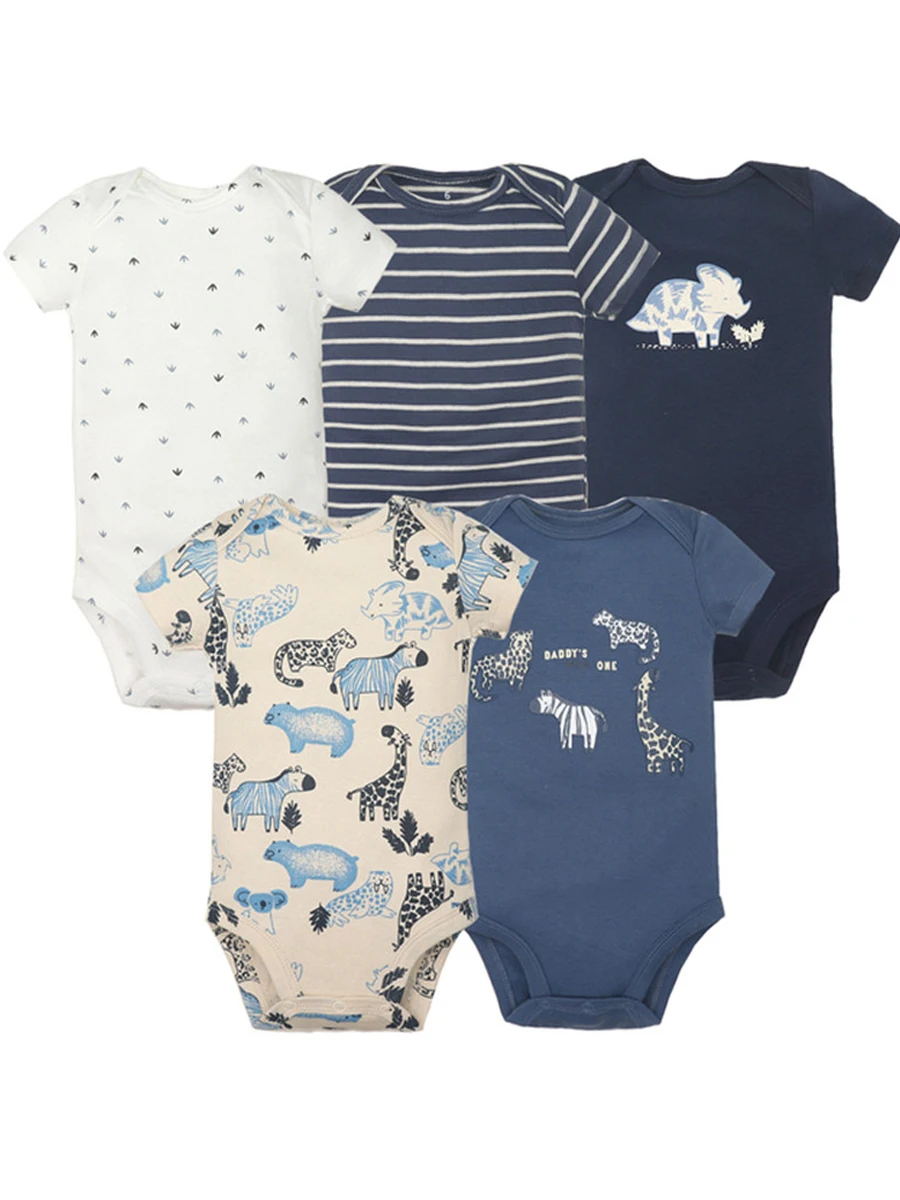 Newborn Boys Romper 2024 New Summer Cotton Baby Jumpsuit Infant Soft Baby 5 Pieces Cartoon Baby Boy Clothes 0 to 24 Months