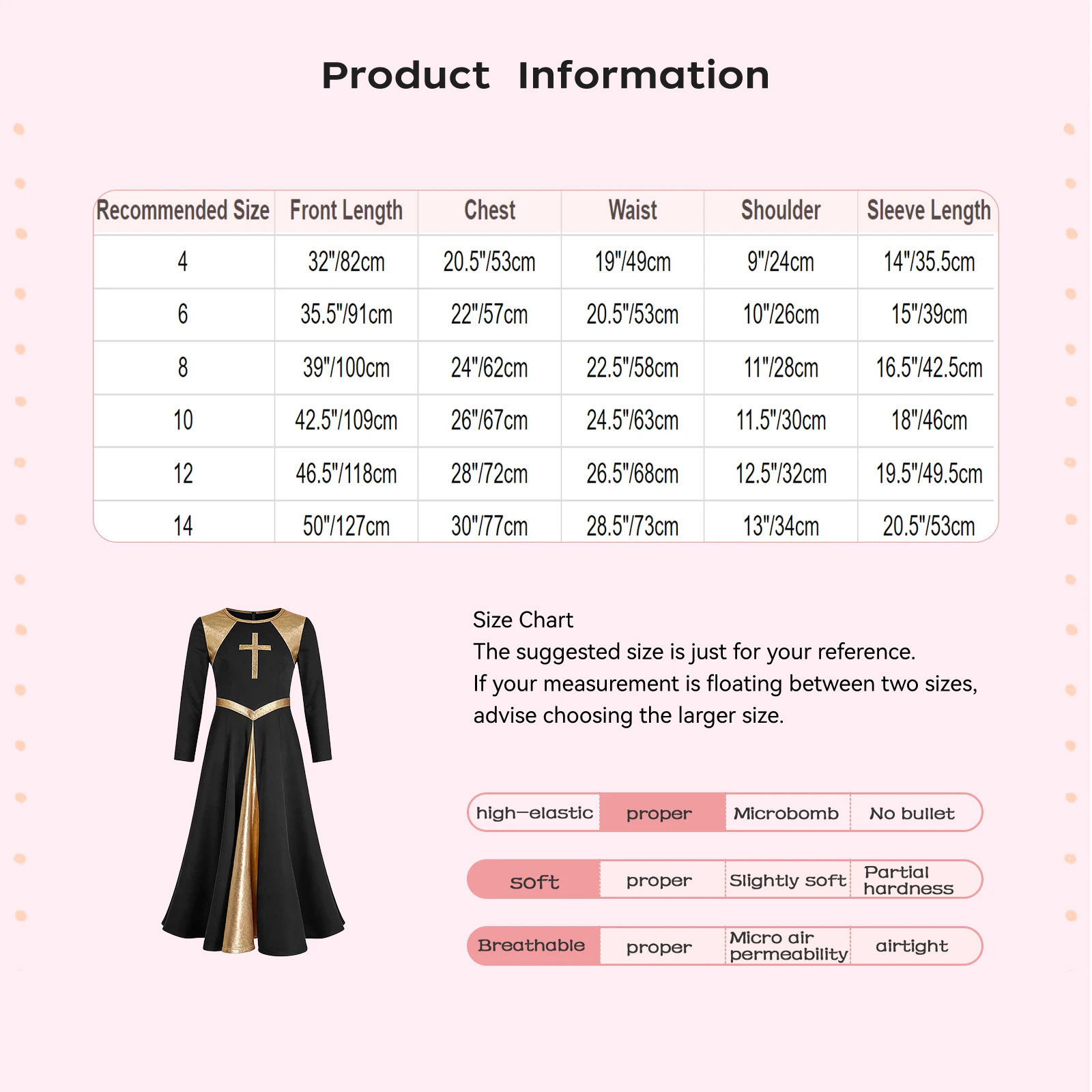 Girl Metallic Liturgical Praise Dance Dress Gold Cross Pattern Church Celebration of Spirit Praise Stage Performance Dancewear