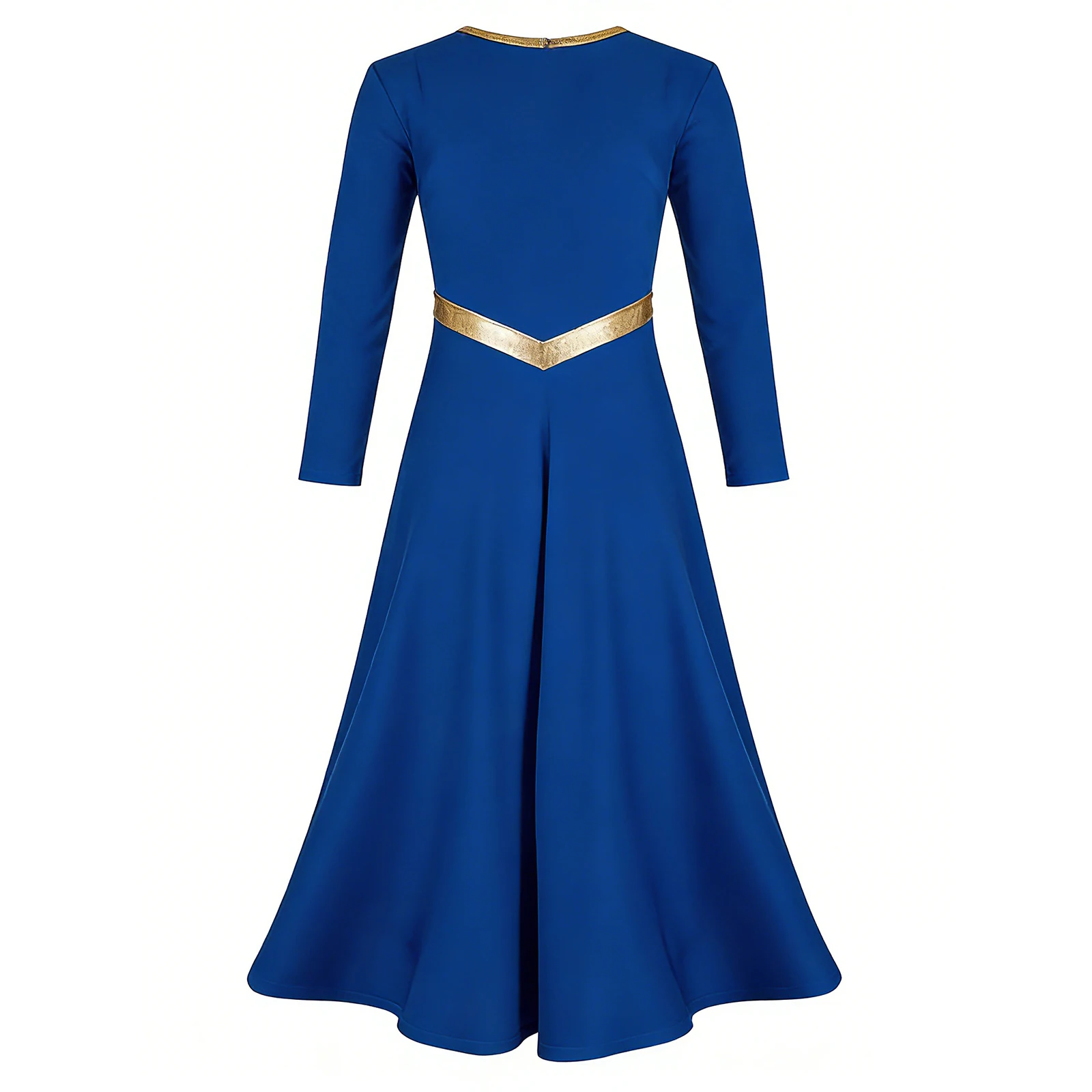 Girl Metallic Liturgical Praise Dance Dress Gold Cross Pattern Church Celebration of Spirit Praise Stage Performance Dancewear